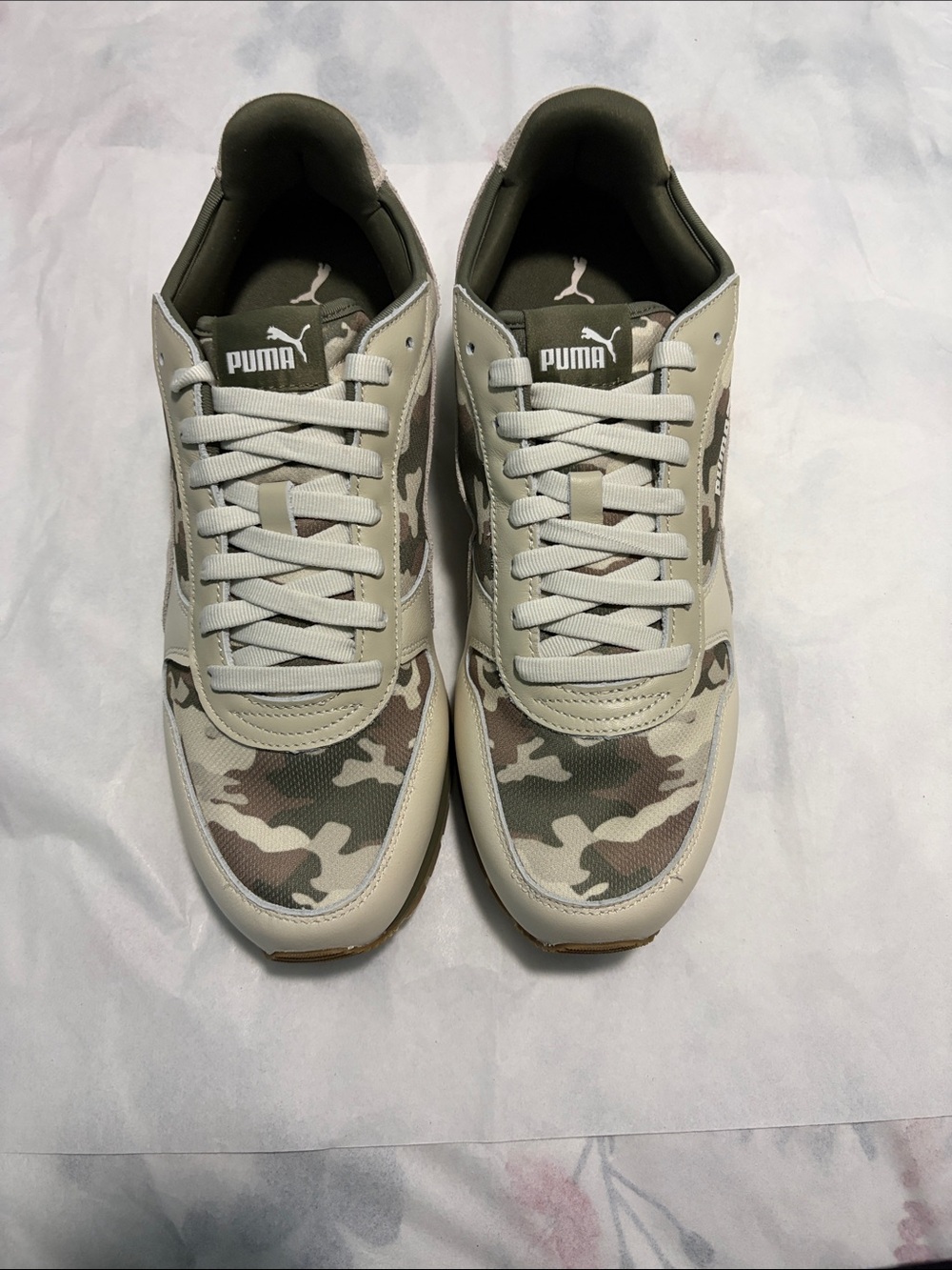 Puma Camouflage Sneakers in Cream and Olive Green